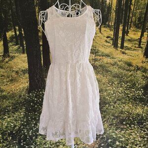 Wet Seal White Lace Skater Dress (Sz S)
